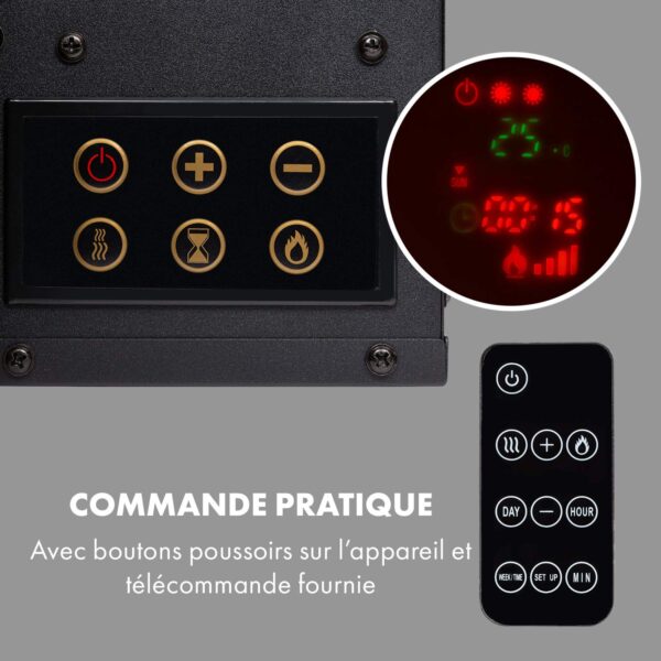 KLARSTEIN Lausanne Long - Cheminée électrique chauffante, Cheminee electrique effet flamme, 1600W, Puissance 2 niveaux, Verre trempé, Luminosité réglable, Télécommande, Montage Mural - Blanc – Image 4