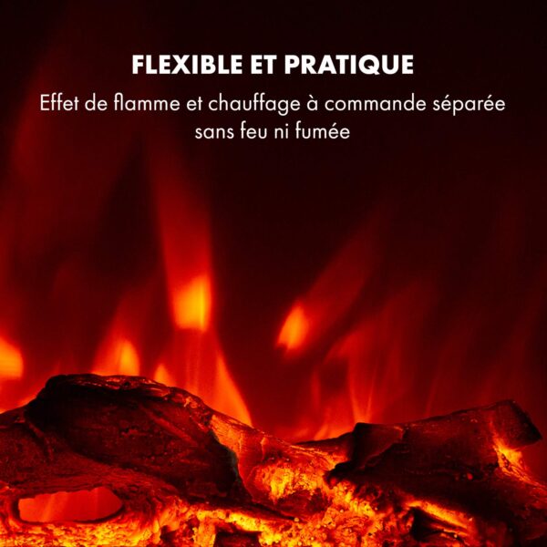 KLARSTEIN Lausanne Long - Cheminée électrique chauffante, Cheminee electrique effet flamme, 1600W, Puissance 2 niveaux, Verre trempé, Luminosité réglable, Télécommande, Montage Mural - Blanc – Image 5