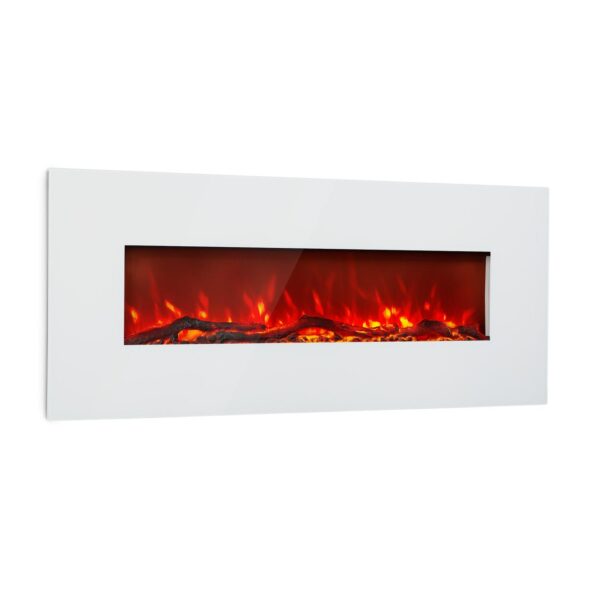 KLARSTEIN Lausanne Long - Cheminée électrique chauffante, Cheminee electrique effet flamme, 1600W, Puissance 2 niveaux, Verre trempé, Luminosité réglable, Télécommande, Montage Mural - Blanc – Image 8