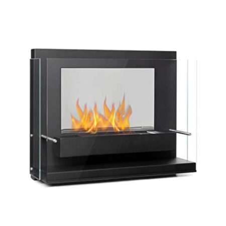 KLARSTEIN Phantasma Vidro - Cheminée à l'éthanol, brûleur à bioéthanol inodore et sans fumée en INOX, Puissance calorifique:3,6 KW, réservoir 0,8L, durée de Combustion env. 2h, Noir Charbon