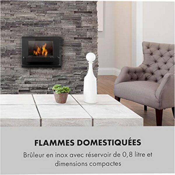 KLARSTEIN Phantasma Vidro - Cheminée à l'éthanol, brûleur à bioéthanol inodore et sans fumée en INOX, Puissance calorifique:3,6 KW, réservoir 0,8L, durée de Combustion env. 2h, Noir Charbon – Image 3