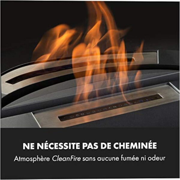 KLARSTEIN Phantasma Vidro - Cheminée à l'éthanol, brûleur à bioéthanol inodore et sans fumée en INOX, Puissance calorifique:3,6 KW, réservoir 0,8L, durée de Combustion env. 2h, Noir Charbon – Image 4