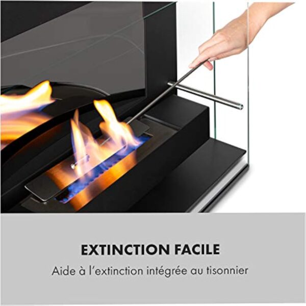 KLARSTEIN Phantasma Vidro - Cheminée à l'éthanol, brûleur à bioéthanol inodore et sans fumée en INOX, Puissance calorifique:3,6 KW, réservoir 0,8L, durée de Combustion env. 2h, Noir Charbon – Image 6