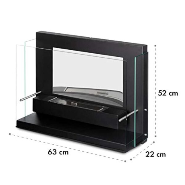 KLARSTEIN Phantasma Vidro - Cheminée à l'éthanol, brûleur à bioéthanol inodore et sans fumée en INOX, Puissance calorifique:3,6 KW, réservoir 0,8L, durée de Combustion env. 2h, Noir Charbon – Image 9