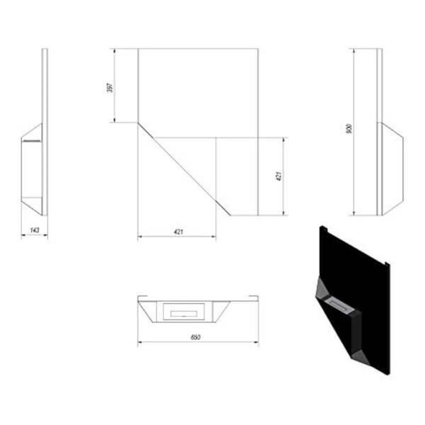 KRATKI Cheminée Murale décorative Papa - 900 x 650 mm - Récipient de 0,2 l - Noir - Idéal pour la Maison, Le Salon ou la Chambre à Coucher - Certifié TÜV Rhénanie – Image 4