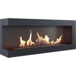 KRATKI Delta 1200 Cheminée d'angle Gauche Bioéthanol + Entonnoir + Galets + Set d'Aromathérapie | Montage Mural ou Encastré l Vitrage, Récipient Bio 1.4 l, TÜV | Acier, 48 x 120 cm, Noir