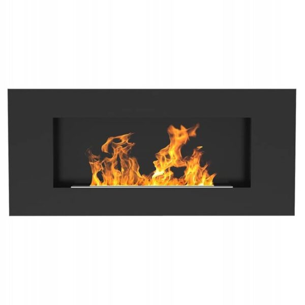 KRATKI Delta Flat Cheminée Bio Ethanol + Galets 2 kg + Entonnoir | Montage Mural Feu Réel, Récipient Bio, 0.4 l, Certifié TÜV | Acier, 40 x 90 cm, Noir Mat – Image 3