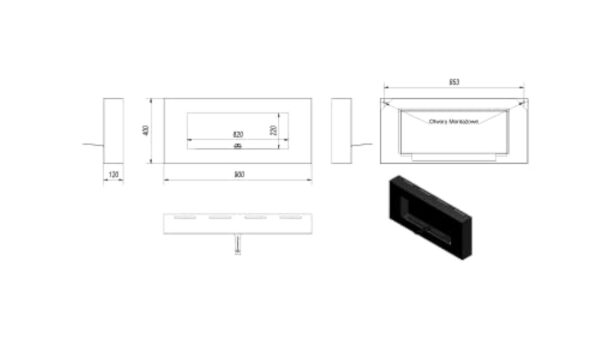 KRATKI Delta Flat Cheminée Bio Ethanol + Galets 2 kg + Entonnoir | Montage Mural Feu Réel, Récipient Bio, 0.4 l, Certifié TÜV | Acier, 40 x 90 cm, Noir Mat – Image 9