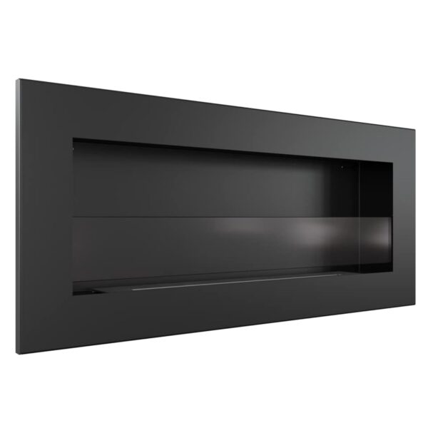 KRATKI Delta Slim Cheminée Bio Ethanol + Galets 2 kg | Installation Murale ou Encastrement d'angle l Récipient Bio 0.4 l, Certifié TÜV | Acier, 40 x 90 cm, Noir