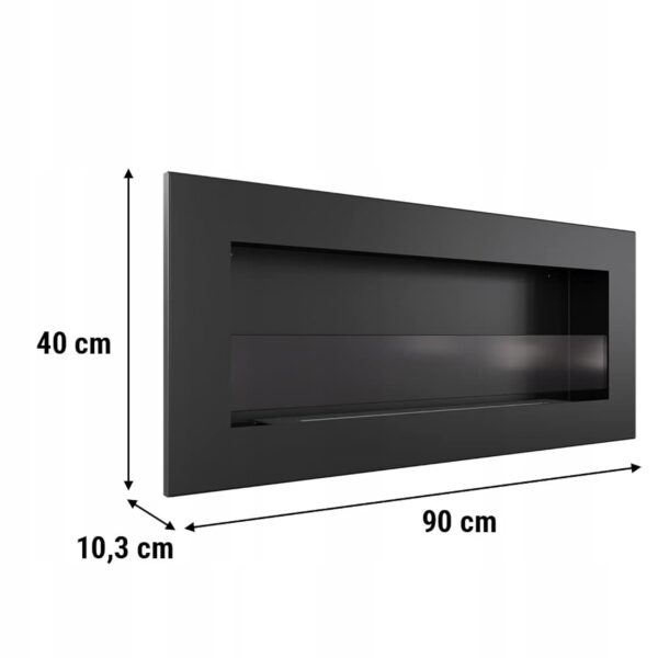 KRATKI Delta Slim Cheminée Bio Ethanol + Galets + Entonnoir | pour Installation Murale ou Encastrement d'angle, avec Vitrage l Récipient Bio 0.4 l, Certifié TÜV | Acier, 40 x 90 cm, Noir – Image 3