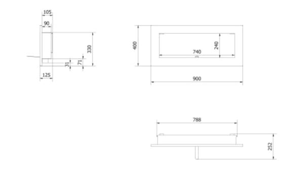 KRATKI Delta Slim Cheminée Bio Ethanol + Galets 2 kg | Installation Murale ou Encastrement d'angle l Récipient Bio 0.4 l, Certifié TÜV | Acier, 40 x 90 cm, Noir – Image 6