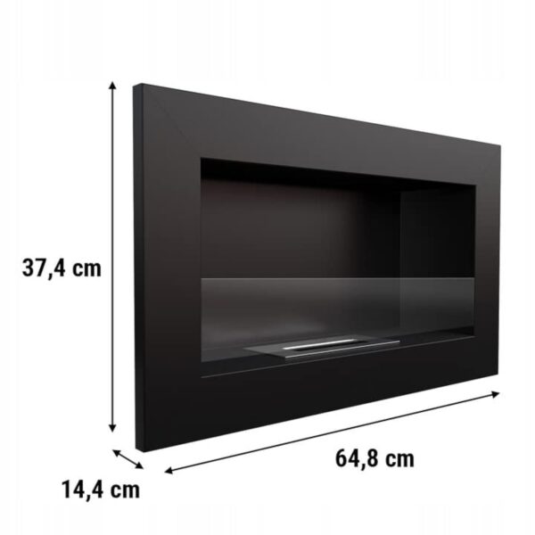 KRATKI Golf Cheminée Bioéthanol Horizontale Intérieure Murale Bioconteneur 0,2 l Certifié TÜV Acier Noir et Poli avec Vitrage 37 x 64 cm Plus Set d'Aromathérapie – Image 4