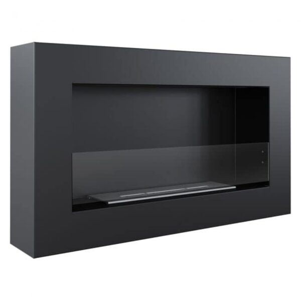 KRATKI Golf Flat Indoor Cheminée au bioéthanol + Galets + Entonnoir + kit d'aromathérapie Mural 0,4 l Acier revêtu par Poudre avec vitrage 37 x 64 cm – Image 3