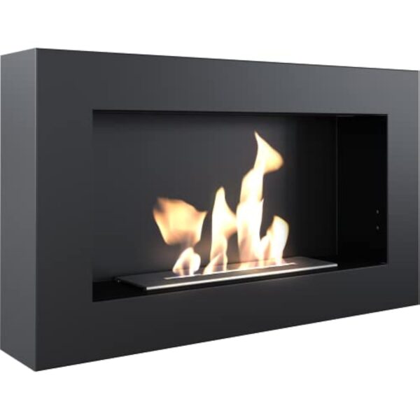 KRATKI Golf Flat Cheminée bioéthanol intérieure Biocontainer Mural 0,4 l Acier Enduit de Poudre certifié TÜV Ligne de Longueur de feu 21 cm 37 x 64 cm – Image 3