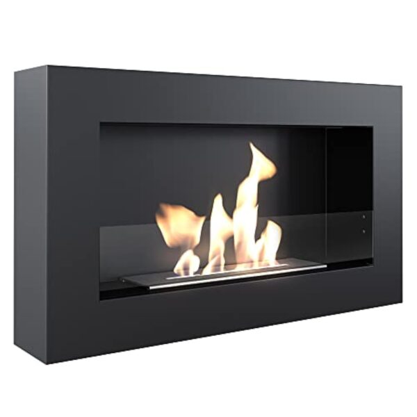 KRATKI Golf Flat Indoor Bioéthanol Cheminée Murale 0,4 l Acier revêtu par pulvérisation certifié TÜV Longueur du feu 21 cm avec vitrage 37 x 64 cm – Image 4