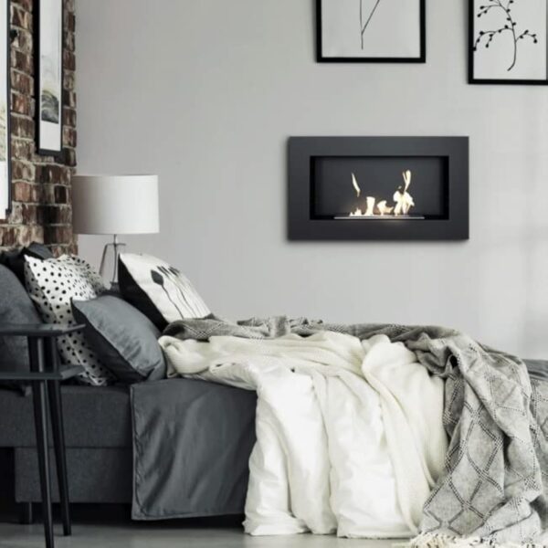KRATKI Golf Flat Cheminée au bioéthanol d'intérieur + Galets + Entonnoir + Set d'aromathérapie Bioconteneur Mural 0,4 l Acier Enduit de Poudre certifié TÜV 37 x 64 cm – Image 6