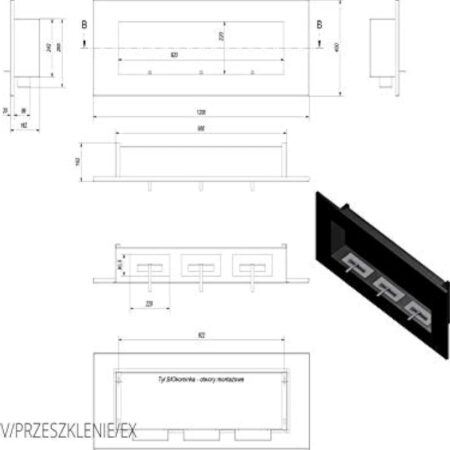 Kratki cheminée Bio cheminée Murale Delta 3 + Verre | DELTA3 / TUV/PRZESZKLENIE/EX