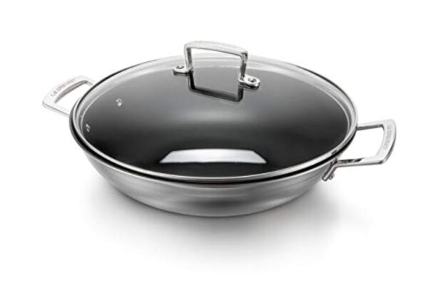 Le Creuset Wok Anti-adhérent avec Couvercle en verre Le Creuset 30 cm, Inox 3-ply Intégral,Capacité 4,3 L, Argenté,96201130001000 – Image 3