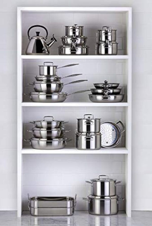 Le Creuset Wok Anti-adhérent avec Couvercle en verre Le Creuset 30 cm, Inox 3-ply Intégral,Capacité 4,3 L, Argenté,96201130001000 – Image 7