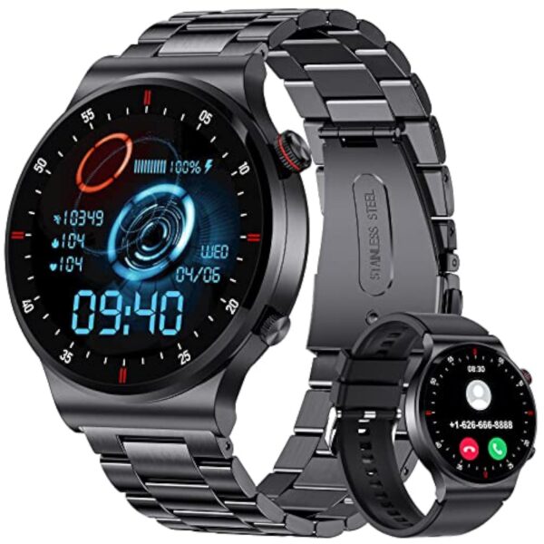 Montre Connectée Homme avec Appels Bluetooth,1.32" HD Montre Connectée avec 100+ Sportifs Etanche IP68, Moniteur Sommeil Fréquence Cardiaque Podomètre,Sport Montre Intelligente pour iOS Android Noir