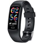 Montre Connectée Enfant Sport Smartwatch: 0.96"Connecté Bracelet Fille Garcon Fitness Tracker Activité avec Etanche Podomètre Tensiometre Moniteur de Sommeil Ecran Tactile Réveil pour Android IOS Noir