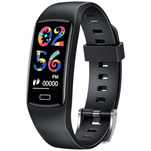 Montre Connectée Enfant Sport Smartwatch: 0.96"Connecté Bracelet Fille Garcon Fitness Tracker Activité avec Etanche Podomètre Tensiometre Moniteur de Sommeil Ecran Tactile Réveil pour Android IOS Noir