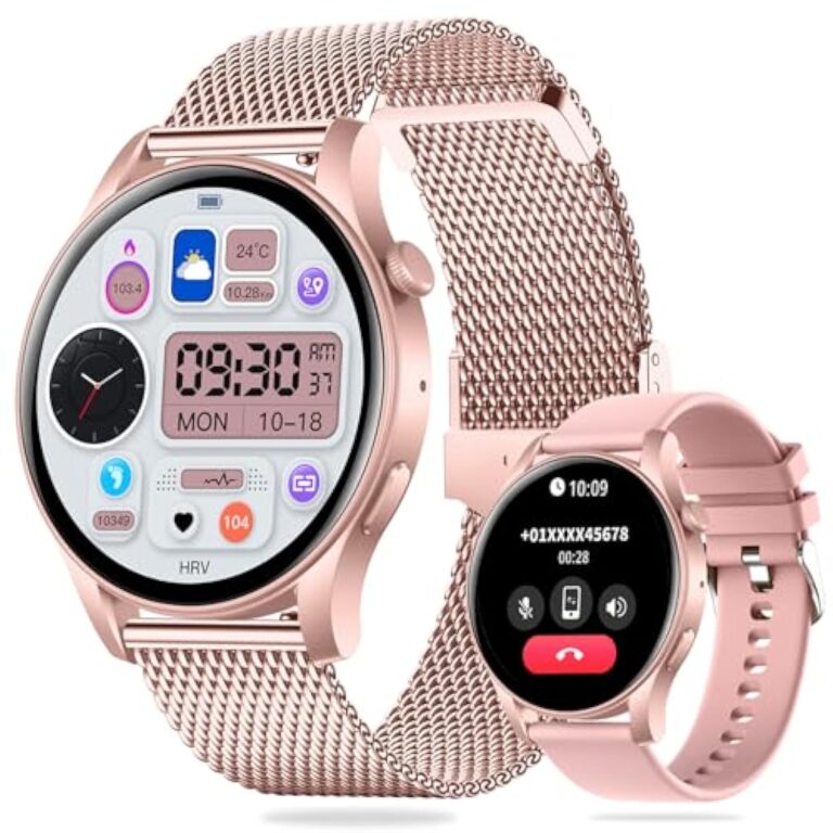Montre Connectée Femme avec Appel Bluetooth, 1.43" HD Smartwatch Intelligentes 107+ Modes Sportifs, Étanche IP67, Moniteur de Sommeil Cardiofréquencemètre, Montre Intelligente pour Android iOS