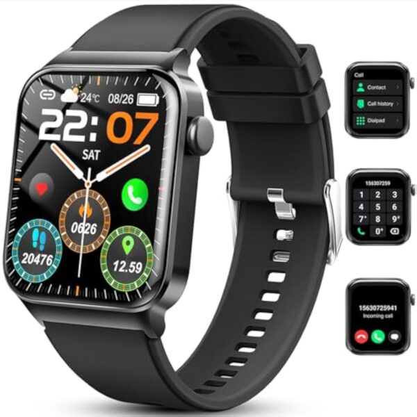 Montre Connectée Homme Femme avec Repondre Appel Bluetooth, 1.85" Smartwatch 113 Modes Sport Moniteur Sommeil Podometre Cardiofréquencemètre, Montre Intelligente Bracelet Etanche IP68 pour Android iOS – Image 2