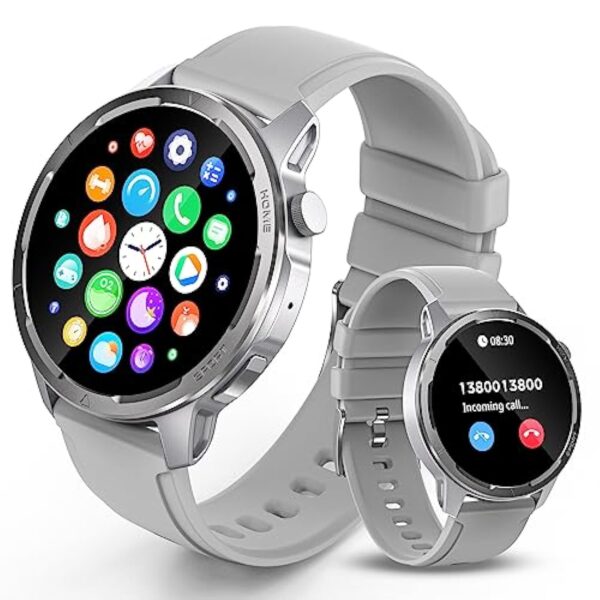 Montre Connectée Femme Homme avec Appel Bluetooth et SMS, 1.39" Smartwatch avec Podometre/Fréquence Cardiaque/Sommeil/SpO2, Digitale Montre Intelligente per Android iOS, Gris – Image 2