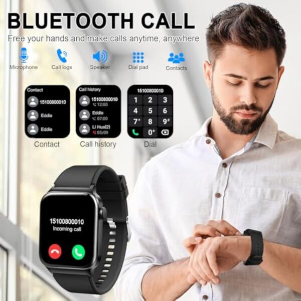 Montre Connectée Homme Femme avec Appel Bluetooth, 1.85" Smartwatch avec Podometre/Cardiofrequencemetre/Sommeil, Smart watch avec 100+Modes Sportifs, Etanche IP68, Montre Intélligente pour Android iOS – Image 3