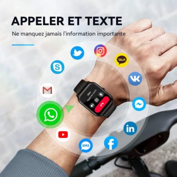 Montre Connectée (Émettre et Répondre Appels), 1,8" Smartwatch avec Alexa Intégré, Montre Intelligente Femme/Homme avec Fréquence Cardiaque/Sommeil/SpO2, Tracker avec 100+ Modes Sportifs, Étanche IP68 – Image 3