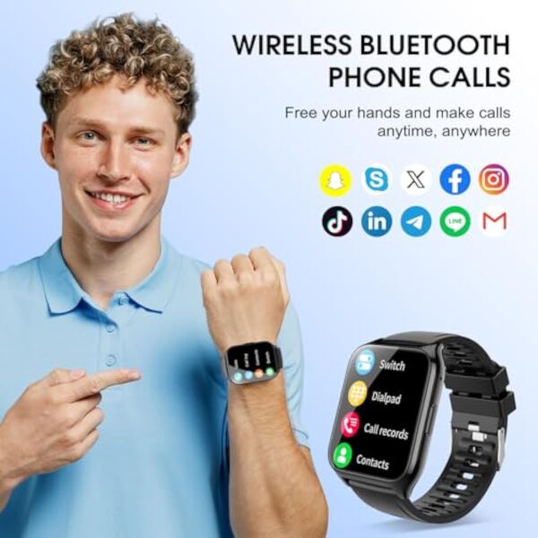 Montre Connectée Femme Homme avec Appel Bluetooth, 1.85" HD Smartwatch Etanche IP68 Montre Sport 112 Modes Sportifs,Podometre Cardiofrequencemetre Sommeil,Montre Intelligente Bracelet pour Android iOS – Image 3