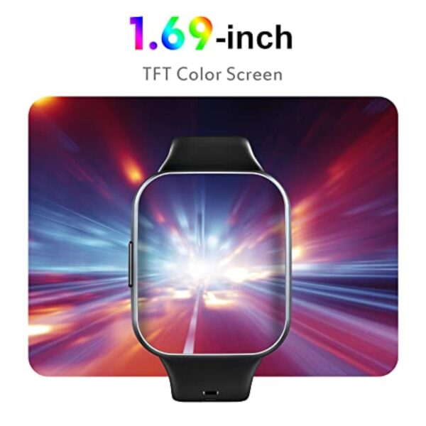 Montre Connectée Homme, 1.69" Montre Femme Smart, 25 Modes Sportifs Smartwatch Sport avec De Fréquence Cardiaque Sommeil Moniteur, Réveil, Notifications, Etanche IP68 Montre Intéligente pour Android – Image 3