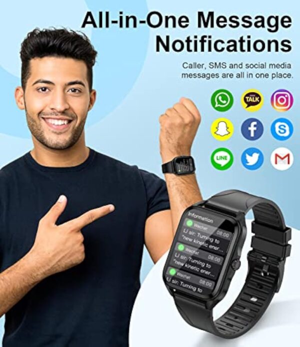 Montre Connectée Homme Femmes,1.83" Smartwatch avec Appels Bluetooth/Assistant Vocal,Fréquence Cardiaque,Sommeil,Podometre Chronomètre,Montre Intelligente 100 Modes Etanche IP68 pour Android iOS – Image 3