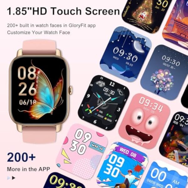 Montre Connectée Femme avec Appel Bluetooth, 1,85" Smartwatch avec Etanche IP68 110+ Modes Sportifs Podometre, Moniteur de Sommeil Cardiofréquencemètre, Montre Intelligente pour Android iOS, Rose Doré – Image 3