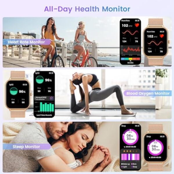 Montre Connectée Femme Fitness Smartwatch: 1.83" Full écran Watch avec Appel Bluetooth 100+ Sport Mod Moniteur de Fréquence Cardiaque Podometre Lecteur de Musique Montre Intelligent compatible Android – Image 4