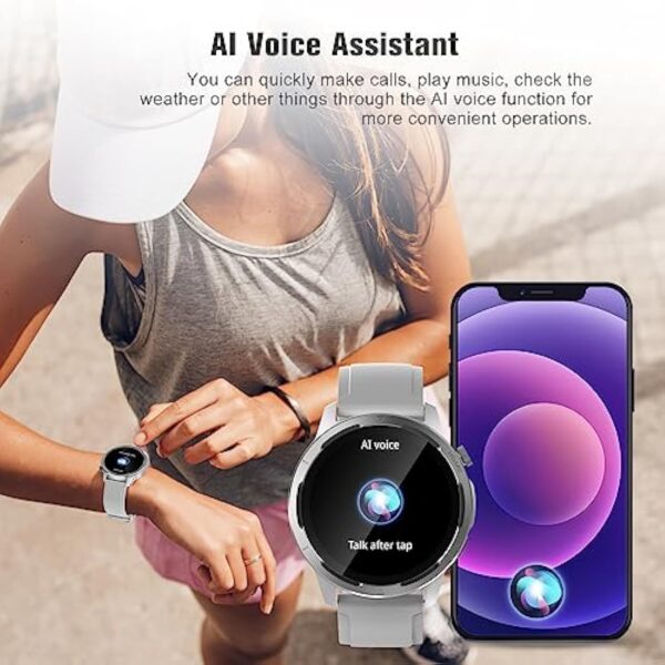 Montre Connectée Femme Homme avec Appel Bluetooth et SMS, 1.39" Smartwatch avec Podometre/Fréquence Cardiaque/Sommeil/SpO2, Digitale Montre Intelligente per Android iOS, Gris – Image 4