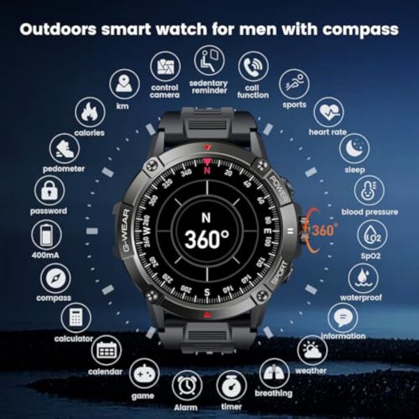 Montre Connectée Homme Repondre Appel: Smartwatch Sport 1,54'' Ecran Tactile Bracelet Connectee Étanche IP68 avec 114 Sportifs Cardiaque Fréquence Sommeil SPO2 Fitness Tracker pour Android iOS(Ronde) – Image 4