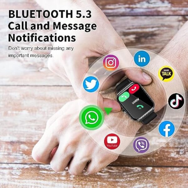 Montre Connectée, 1.95" Smartwatch Sport avec Appel Bluetooth pour Homme Femme, Bracelet Intelligent Étanche IP68 avec Alex, Cardiofrequencemetre, Moniteur Sommeil, Smart Watch Digital for IOS/Android – Image 4