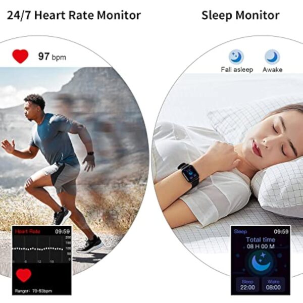Montre Connectée Homme, 1.69" Montre Femme Smart, 25 Modes Sportifs Smartwatch Sport avec De Fréquence Cardiaque Sommeil Moniteur, Réveil, Notifications, Etanche IP68 Montre Intéligente pour Android – Image 4