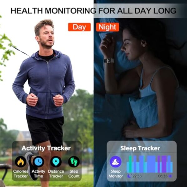 Montre Connectée Femme Homme avec Appel Bluetooth, 1.85" HD Smartwatch Etanche IP68 Montre Sport 112 Modes Sportifs,Podometre Cardiofrequencemetre Sommeil,Montre Intelligente Bracelet pour Android iOS – Image 5