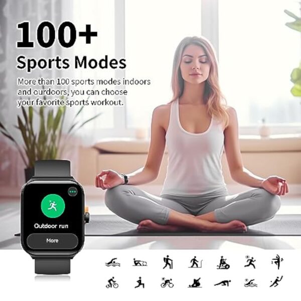 Montre Connectée, 1.95" Smartwatch Sport avec Appel Bluetooth pour Homme Femme, Bracelet Intelligent Étanche IP68 avec Alex, Cardiofrequencemetre, Moniteur Sommeil, Smart Watch Digital for IOS/Android – Image 5