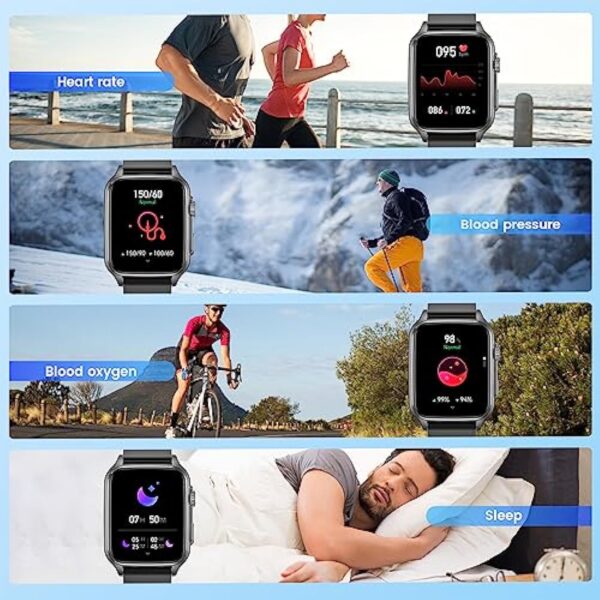 Montre Connectée Homme Repondre Appel - Smartwatch Sport 2,0 Pouces Étanche Écran Tactile Bracelet Connectee avec Moniteur de Sommeil Fréquence Cardiaque Podomètre Fitness Tracker pour Android iOS – Image 5