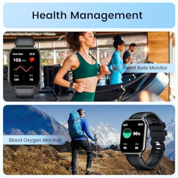 Montre Connectée pour Femme Homme Smartwatch: 1,83" Montre Intelligente avec Fréquence Cardiaque Sommeil Oxymètre Pression Artérielle 100+ Sport Mode IP67 étanche Tracker d'activité pour Android iOS – Image 6