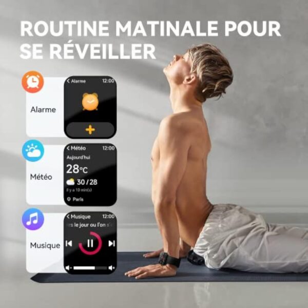 Montre Connectée (Émettre et Répondre Appels), 1,8" Smartwatch avec Alexa Intégré, Montre Intelligente Femme/Homme avec Fréquence Cardiaque/Sommeil/SpO2, Tracker avec 100+ Modes Sportifs, Étanche IP68 – Image 6