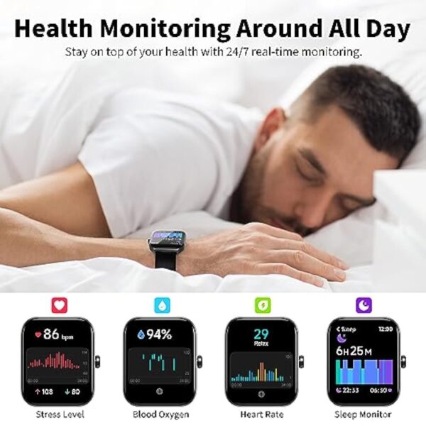 Montre Connectée, 1.95" Smartwatch Sport avec Appel Bluetooth pour Homme Femme, Bracelet Intelligent Étanche IP68 avec Alex, Cardiofrequencemetre, Moniteur Sommeil, Smart Watch Digital for IOS/Android – Image 6
