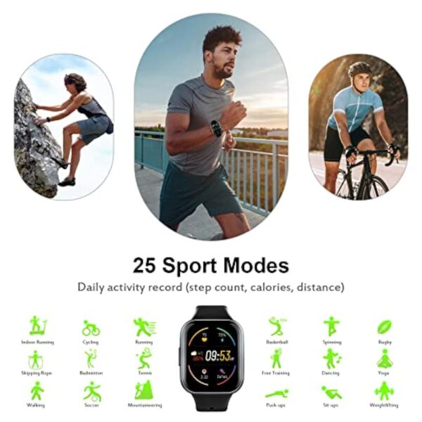 Montre Connectée Homme, 1.69" Montre Femme Smart, 25 Modes Sportifs Smartwatch Sport avec De Fréquence Cardiaque Sommeil Moniteur, Réveil, Notifications, Etanche IP68 Montre Intéligente pour Android – Image 6