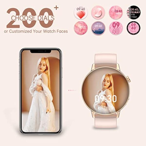 Montre Connectée Femme Appels/Notification Intelligente 1.32" Smartwatch Fréquence Cardiaque Sommeil Oxymètre 3 Bracelets Étanche Trackers d'activité Podomètre Calories Montre Sport pour iOS Android – Image 6