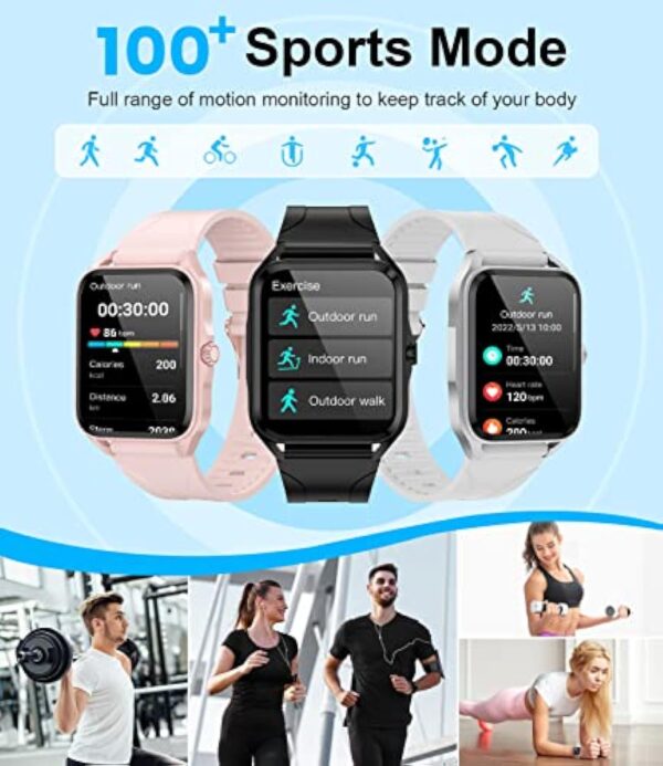 Montre Connectée Homme Femmes,1.83" Smartwatch avec Appels Bluetooth/Assistant Vocal,Fréquence Cardiaque,Sommeil,Podometre Chronomètre,Montre Intelligente 100 Modes Etanche IP68 pour Android iOS – Image 6