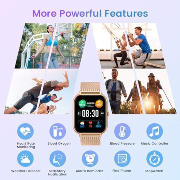 Montre Connectée Femme Fitness Smartwatch: 1.83" Full écran Watch avec Appel Bluetooth 100+ Sport Mod Moniteur de Fréquence Cardiaque Podometre Lecteur de Musique Montre Intelligent compatible Android – Image 7